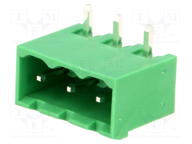 Pluggable terminal block; 5mm; ways: 3; angled; socket; male; THT