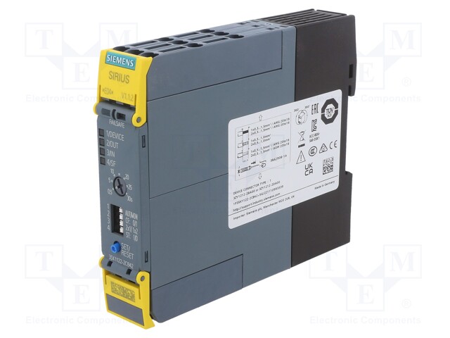 Module: safety relay; Series: 3SK1 SIRIUS; Mounting: DIN; -25÷60°C