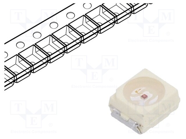 LED; SMD; 3528,PLCC2; red; 180÷560mcd; 3.5x2.8x1.75mm; 60°; 30mA