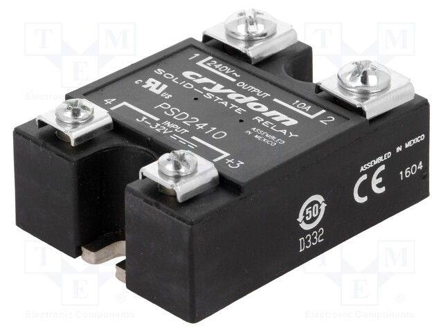 Relay: solid state; Ucntrl: 3÷32VDC; 10A; 90÷280VAC; -40÷80°C; IP00