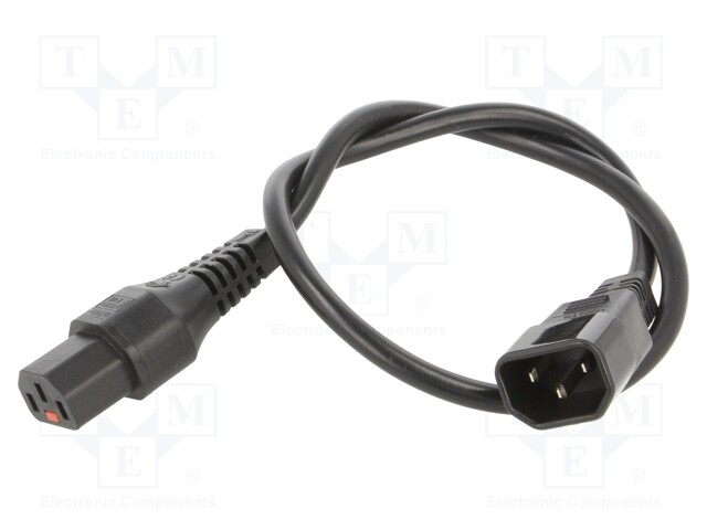 Cable; IEC C13 female,IEC C14 male; 0.5m; with IEC LOCK locking