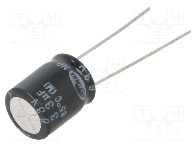 Capacitor: electrolytic; THT; 33uF; 63VDC; Ø10x12.5mm; ±20%; 2000h