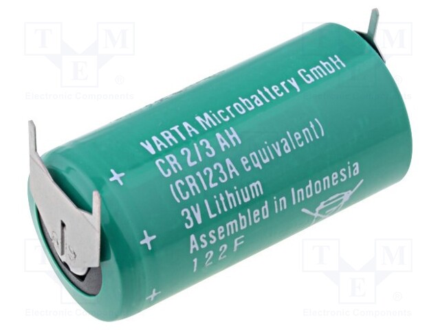 Battery: lithium; 3V; 2/3A,2/3R23; 3pin; 1500mAh; non-rechargeable