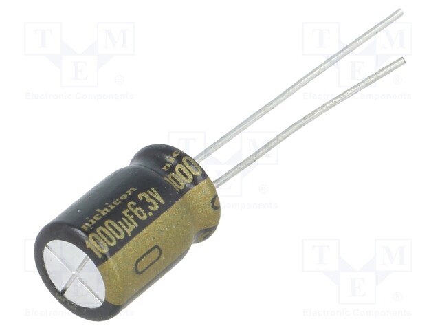 Capacitor: electrolytic; THT; 1000uF; 6.3VDC; Ø8x11.5mm; ±20%