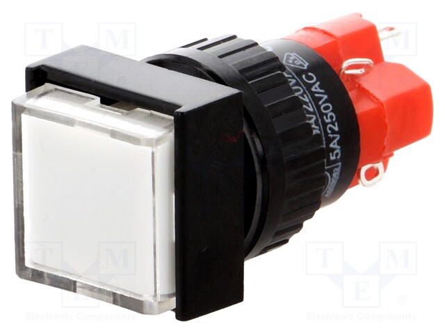 Switch: push-button; Pos: 2; SPDT; 3A/250VAC; 2A/24VDC; white; none