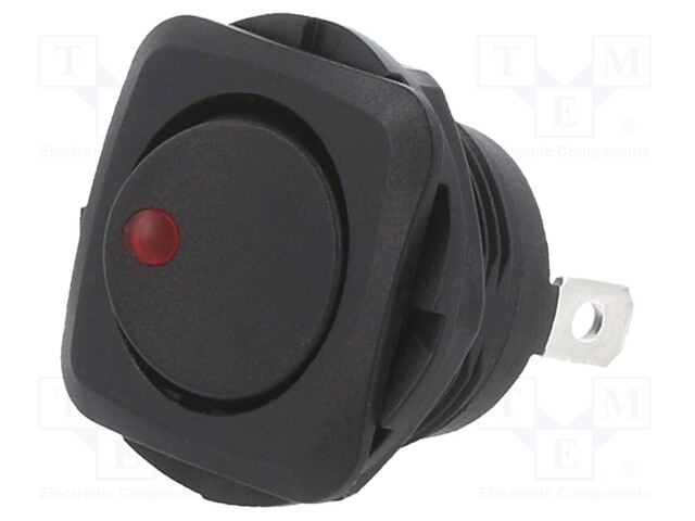 ROCKER; SPST; Pos: 2; OFF-ON; 20A/14VDC; black; LED; Rcont max: 50mΩ