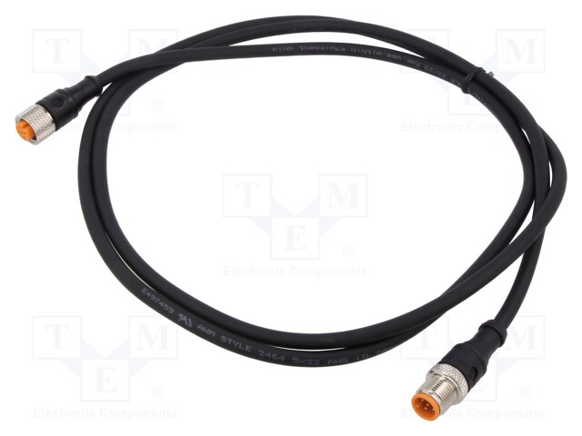 Connection lead; M12; PIN: 5; 1.5m; plug; 60VAC; 4A; -25÷80°C; IP67