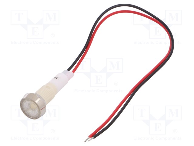 Indicator: LED; flat; 24VDC; 24VAC; Cutout: Ø10mm; 200mm leads