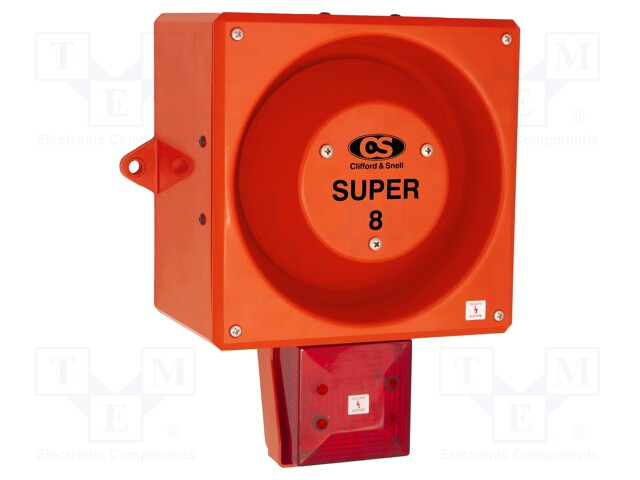 Signaller: lighting-sound; 48VDC; siren,flashing light; LED; red