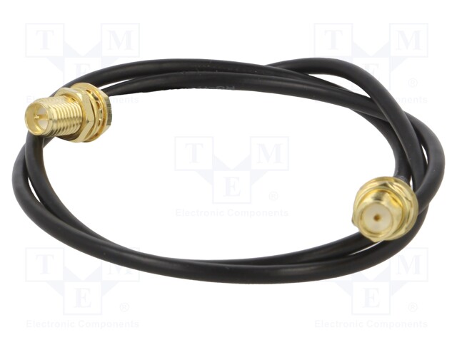 Cable; 50Ω; 0.5m; RP-SMA female,SMA socket; black; straight