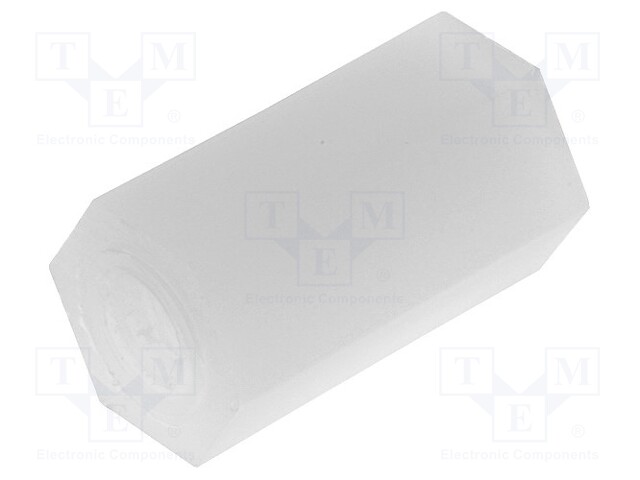 Screwed spacer sleeve; hexagonal; polyamide; M4; L: 10mm