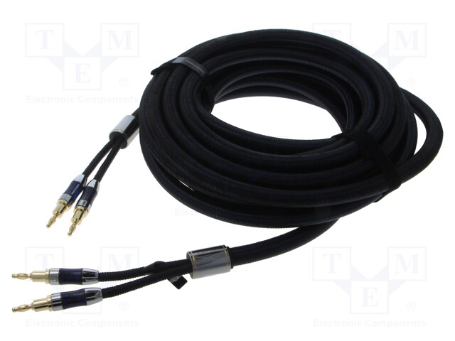 Cable; banana plug x2,both sides; 1m; Plating: gold-plated; black