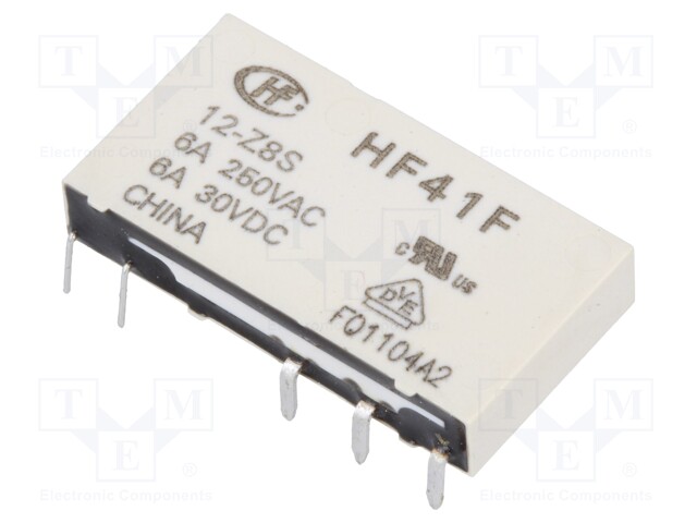 Relay: electromagnetic; SPDT; Ucoil: 12VDC; 6A/250VAC; 6A/30VDC; 6A