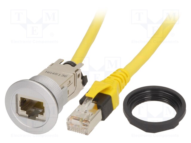 RJ45 socket; 22mm; har-port; -25÷70°C; Ø22.3mm; IP20; Len: 2m