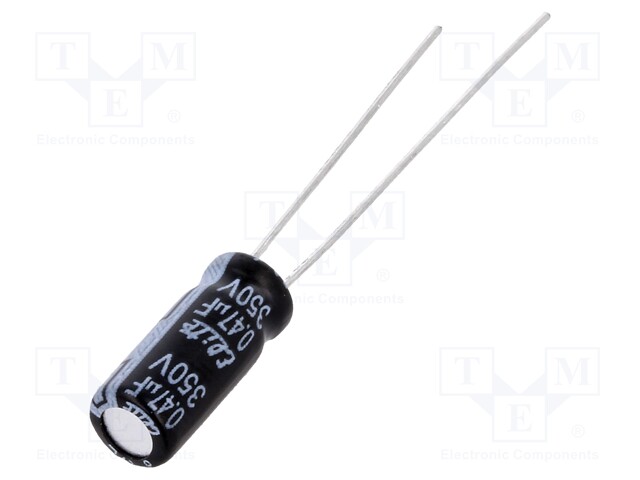 Capacitor: electrolytic; THT; 0.47uF; 350VDC; Ø5x11mm; Pitch: 2mm