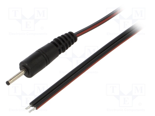 Cable; wires,DC 0,7/2,35 plug; straight; 0.75mm2; black; 0.5m