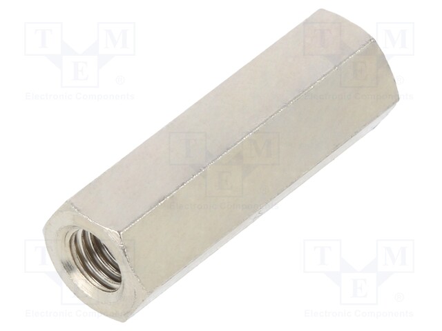 Screwed spacer sleeve; Int.thread: M5; 25mm; hexagonal; brass