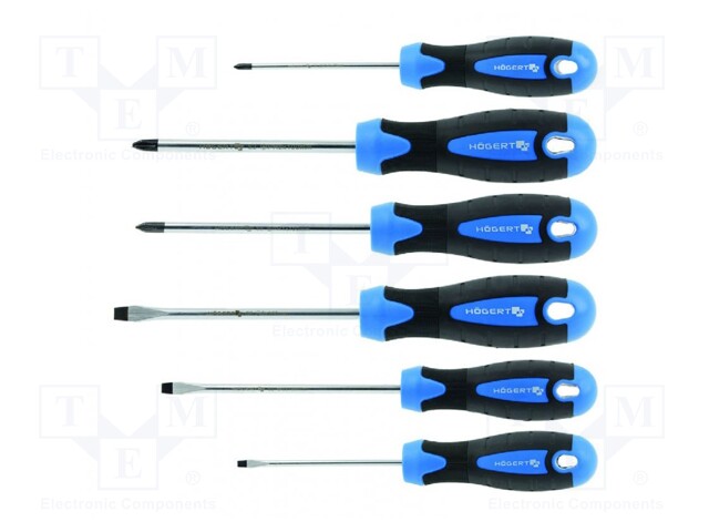 Kit: screwdrivers; Phillips,slot; Features: magnetic; 6pcs.