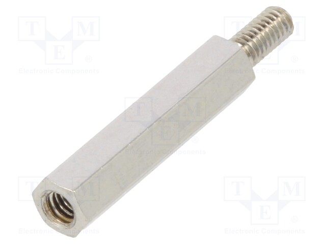 Screwed spacer sleeve; Int.thread: M2,5; 18mm; Ext.thread: M2,5