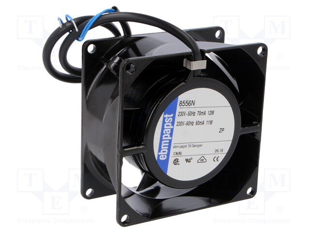 Fan: AC; axial; 230VAC; 80x80x38mm; 50m3/h; 31dBA; ball bearing