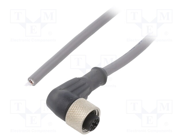 Connection lead; M12; PIN: 4; angled; 15m; plug; 250VAC; 2.5A; IP67