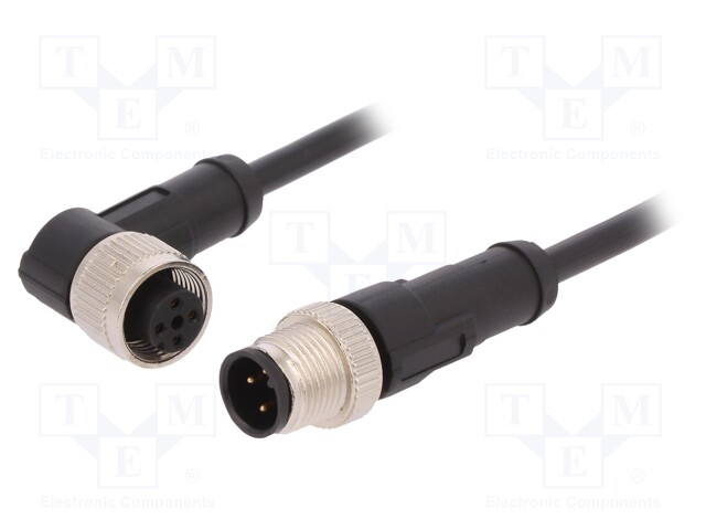 Connection lead; M12; PIN: 4; 2m; plug; 250VAC; 4A; -25÷80°C; 250VDC