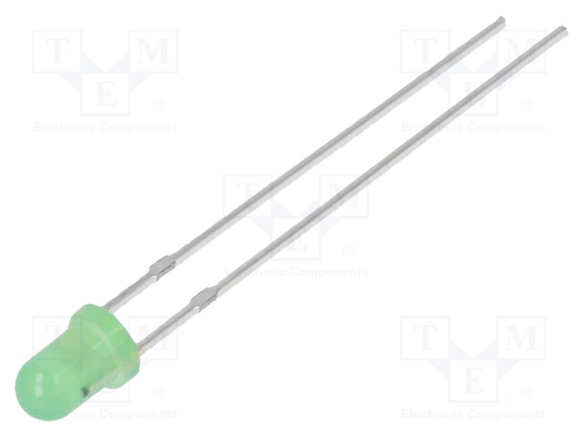 LED; 3mm; green; 100÷150mcd; 30°; Front: convex; Pitch: 2.54mm