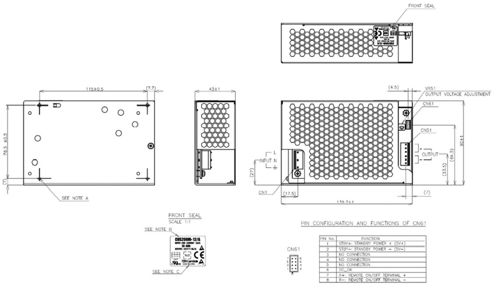 Power supply: switched-mode; open; 201.6W; 85÷265VAC; OUT: 1; 24VDC