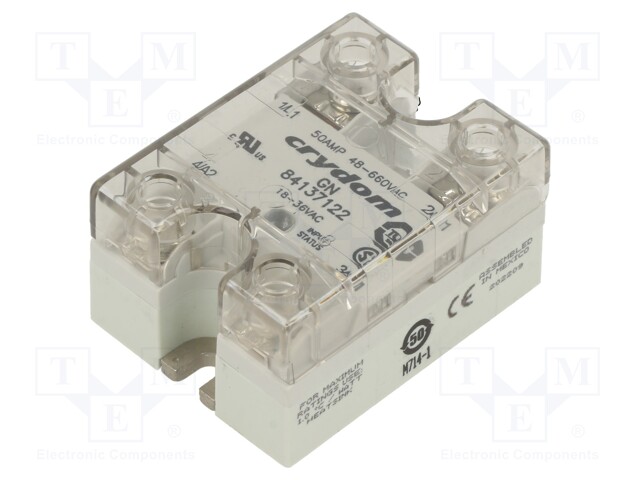 Relay: solid state; Ucntrl: 18÷36VAC; 50A; 48÷660VAC