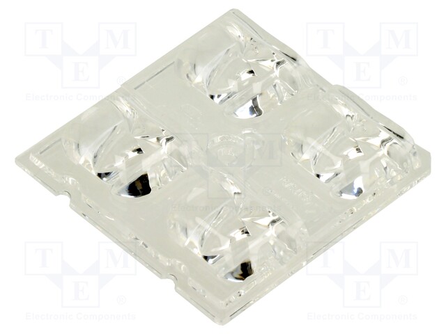 LED lens; square; transparent; H: 7.8mm; Outside dim: 50x50mm