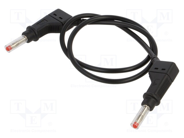 Test lead; 19A; banana plug 4mm,both sides; Len: 0.5m; black