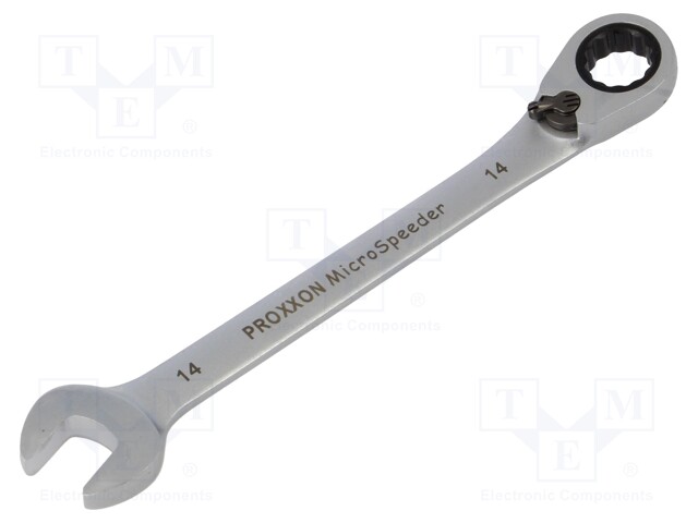 Wrench; combination spanner,with ratchet; 14mm; MicroSpeeder