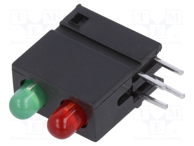 LED; in housing; green/red; 3mm; No.of diodes: 2; 20mA; 40°; 2÷2.2V