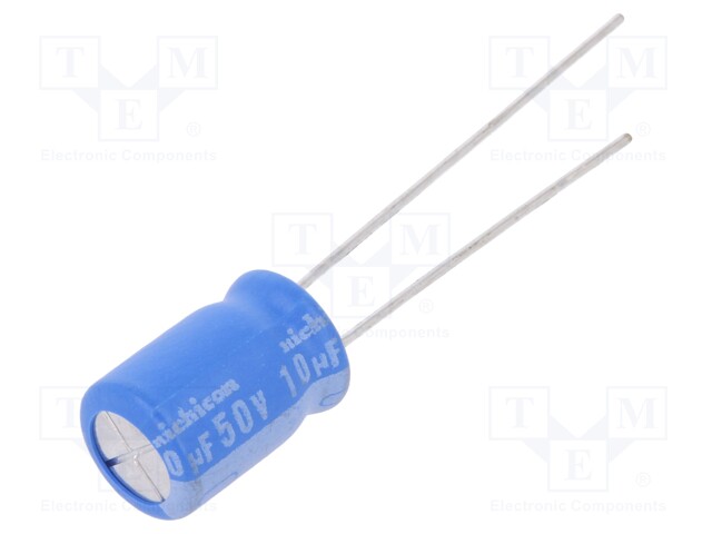 Capacitor: electrolytic; THT; 10uF; 50VDC; Ø8x11.5mm; Pitch: 3.5mm