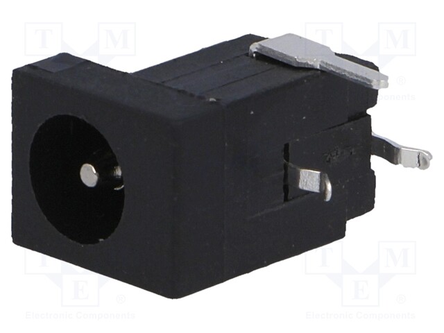 Socket; DC supply; male; 5,5/2,1-2,5mm; 5.5mm; 2.1mm; THT; 5A; 12VDC