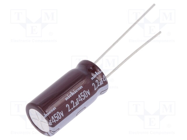 Capacitor: electrolytic; low impedance; THT; 2.2uF; 450VDC; ±20%