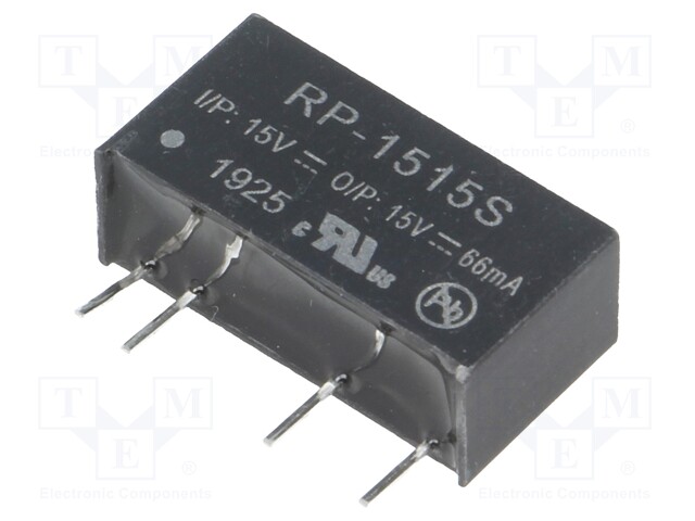 Converter: DC/DC; 1W; Uin: 13.5÷16.5V; Uout: 15VDC; Iout: 66mA; SIP7