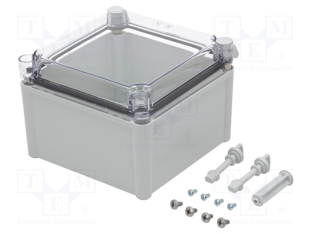 Enclosure: multipurpose; X: 188mm; Y: 188mm; Z: 130mm; with hinges