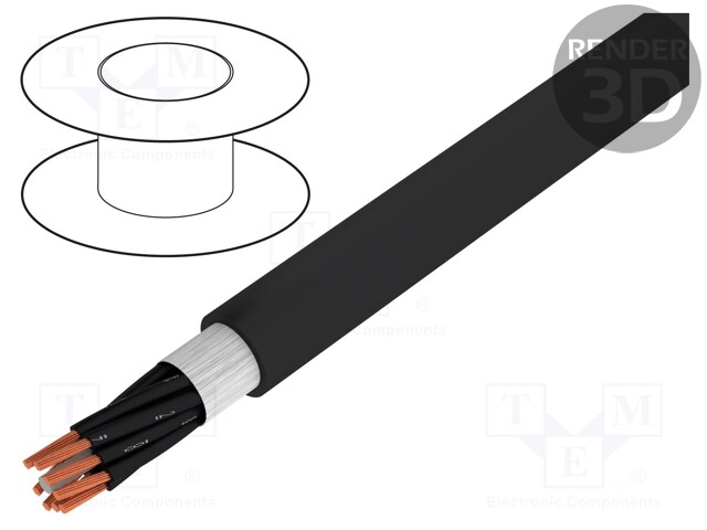 Wire: loudspeaker cable; 8x4mm2; stranded; OFC; black; PVC; Ø18mm