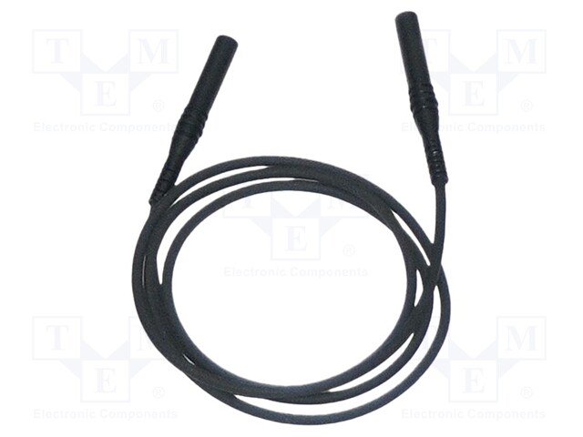 Test lead; banana plug 4mm,both sides; Len: 1m; black