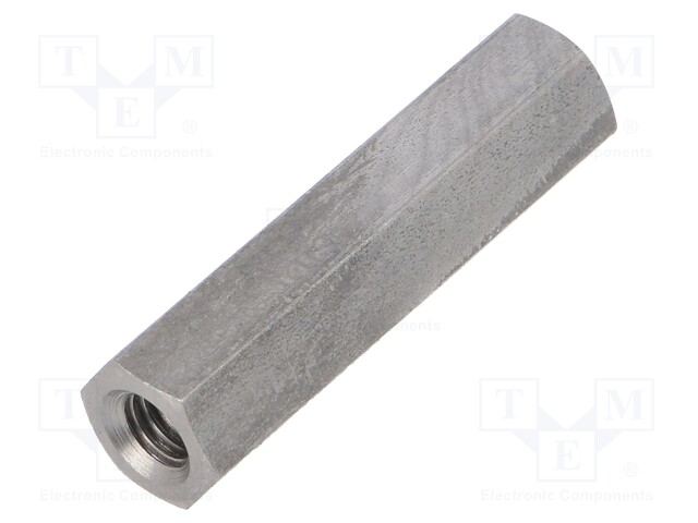 Screwed spacer sleeve; Int.thread: M6; 40mm; hexagonal