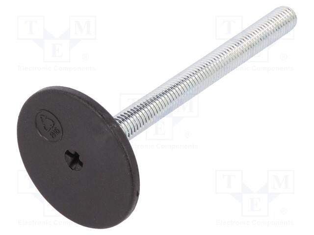 Foot of pin; rigid,with screwdriver slot; Base dia: 50mm; M10