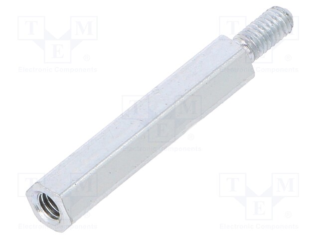 Screwed spacer sleeve; Int.thread: M2,5; 20mm; Ext.thread: M2,5