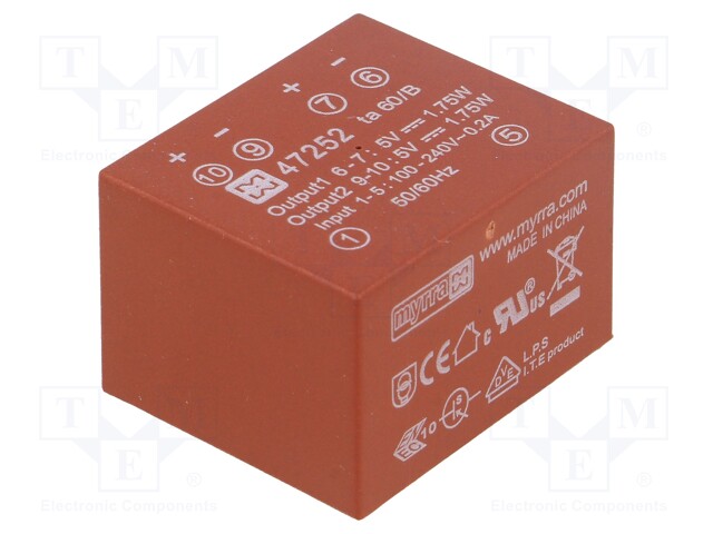 Converter: AC/DC; 3.5W; Uout: 5VDC; Iout: 350mA; 60%; Mounting: PCB