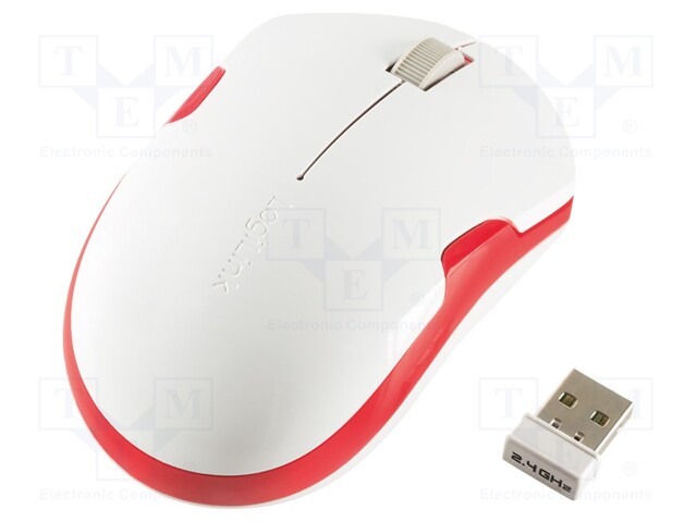 Optical mouse; white,red; USB; wireless; No.of butt: 3; 6÷10m