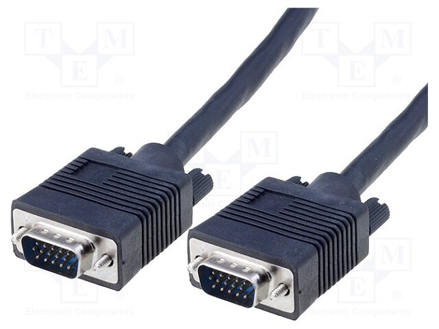 Cable; D-Sub 15pin HD plug,both sides; black; 3m