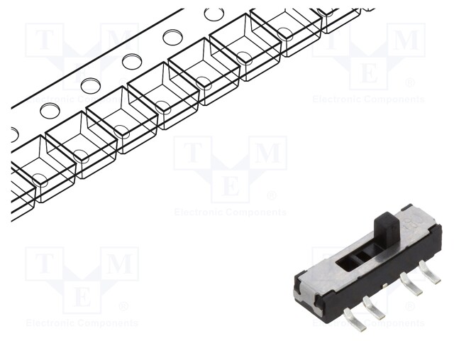 Switch: slide; Pos: 3; DP3T; 0.3A/6VDC; ON-ON-ON; Mounting: SMT