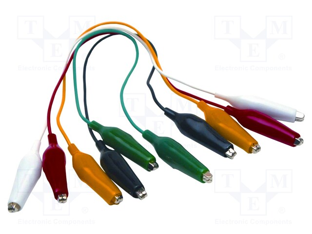 Test lead; PVC; 0.3m; 7A; white,black,red,green,yellow; 0.33mm2