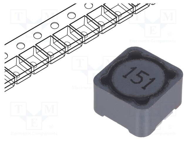 Inductor: wire; SMD; 150uH; 1.42A; 280mΩ; 12x12x8mm; ±20%; -40÷125°C