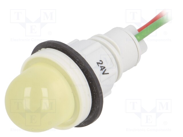 Indicator: LED; prominent; 24VDC; 24VAC; Cutout: Ø13mm; 300mm leads